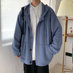 Erkek Hoodies Harajuku Y2K Hiphop Retro Hoodie Cardigan Sweatshirt Moda katı ceket büyük boyutlu marka ceket