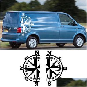 Car Stickers Lage Size Compass Vehicle Self-Adhesive Removable Racing Sticker Scratch Er Decal For Van Pick-Up Truck Train Boat Tourin Dh9At