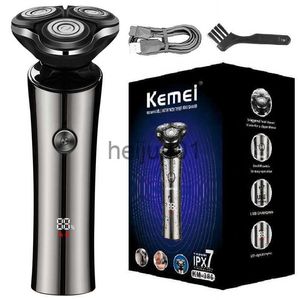 Electric Shavers Kemei Wet Dry Electric Shaver for Men Beard Electric Razor Facial Rakning Maskin laddningsbar LCD -skärm 3D Flytande system x0918 x0919