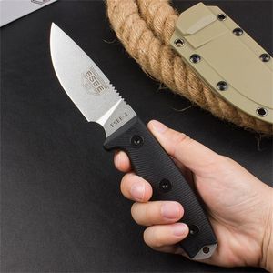 USA ESEE-3 Rowen Military Fixed Blade Knife Stonewashed BladeG10ハンドル戦術ストレートナイフシャープ頑丈な屋外屋外キャンプEDCツールWifh Kydexシース