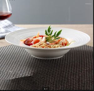 Piatti Cappello di Paglia in Ceramica Piatto Bianco Rotondo Cena Pasta Ciotola di Noodle Zuppa Piatto di Frutta Insalatiere Colazione a Casa