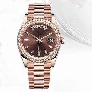 Herrkvinnor Titta på högkvalitativ designer Automatisk rörelse Diamond Watch 41mm36mm Size Diamond Bezel Waterproof Sapphire Glass Luxury Watch Day Date