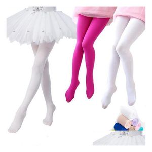 Calzini per bambini Ragazze Leggings in velluto Colori caramella Collant Collant da balletto Pantaloni skinny per bambini 80D Veet Dance Sock Collant 15 3 Taglie Dro Dhy9M