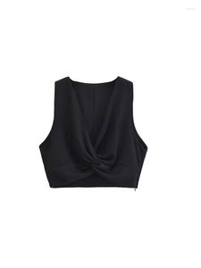 Women's Tanks Women Tank Top Sexy Deep V Neck Crop Tops Basic Solid Summer Sleeveless Vest Ladies Streetwear