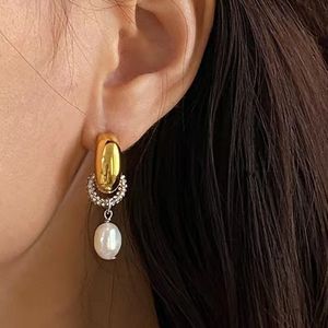 Designer Earrings Thick C-shaped Baroque Pearl Set Diamond Earrings Fat Crescent Detachable Luxury Earrings for Women