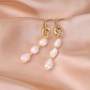 Orecchini pendenti in stile europeo-americano perla d'acqua dolce naturale barocca per gioielli irregolari di personalità femminile