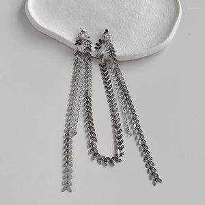 Baumelnde Ohrringe mit langer Kette für Frauen, Teenager, Mädchen, Blätter, Linie, Quaste, minimalistischer Schmuck, Einfädler-Gesicht