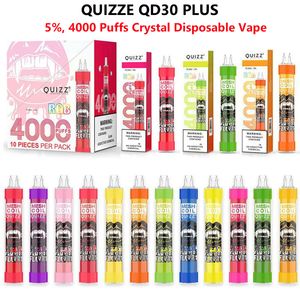 Original Vapmod Quizz QD30 Plus 4000 Puffs Mesh Coil Disposable Vape Pen 1,0ohm 12 ml POD 650mAh Uppladdningsbar batteri Elektroniska cigaretter 20 smaker 5%