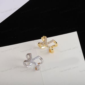 goldener/silberner Ring, modisches eingebettetes Zirkon-Alphabet mit klassischem Muster, Designer-Ring, halbe Öffnung, verstellbare Größe, Valentinstag, Weihnachten, Geschenke