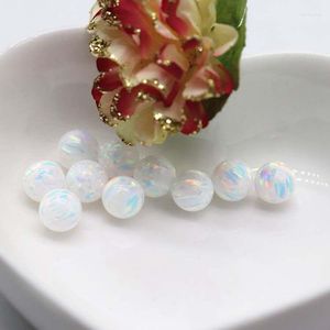 Loose Gemstones (10pcs/lot) 7mm Synthetic Opal Beads Stone Full Hole Ball For Bracelet Or Necklaces DIY Jewelry Fashion Birthday Gifts