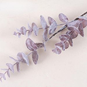 Decorative Flowers Plastic Simulation Green Plants Leaves Purple Eucalyptus Branch Home Garden Decor Artificial Plant Wedding Decoration