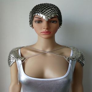 Hela nya modeskalmail Mermaid Fish Scales Head Chains Layers Scale Chainmail Silver Fish Scale Head Hair Chains Jewelry269K