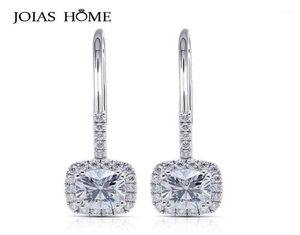 Висячая люстра JoiasHome, серьги из стерлингового серебра 925 пробы, корейская версия кристально чистого четырехкогтевого квадратного кольца с бриллиантами, комплект Femal1841166