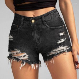 Women's Jeans Washed Mid-waist Pants Ripped Denim Shorts 2023 European-style Beauty Temperament