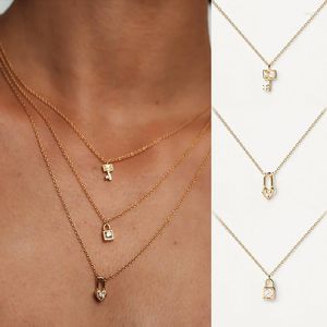 Pendants Fashion 925 Sterling Silver Key Shape Necklace Simple Lock Zirconia Pendant Choker Birthday Party Gift For Women Jewelry