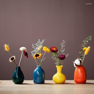 Vaser keramisk mini vas Enkel modern torkad blomma arrangemang vardagsrum dekorativa prydnadshantverk dekoration för hemmet
