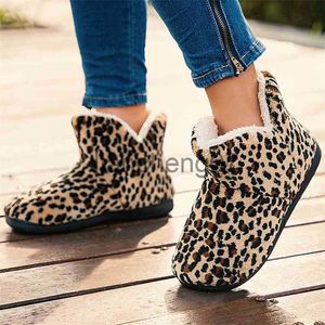 Hausschuhe Frauen Winter Stiefeletten Faux Wildleder Slim Woolen Schnee Kurze Plüsch Weibliche Baumwolle Slip auf Leopard Damen Schuhe Zapatos de Mujer 210619 x0916