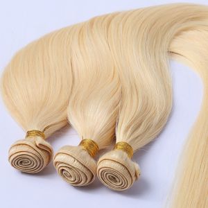 Syntetyczne peruki Malaika Włosy proste 613 wiązki z frontalną przednimi platynową blondynką Brazylijską splot 3 4 Remy 230918