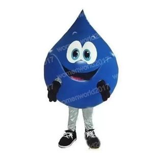 Costume da mascotte goccia d'acqua blu di Halloween Costume da personaggio dei cartoni animati di alta qualità Vestito unisex per adulti Vestito da carnevale di Natale di compleanno