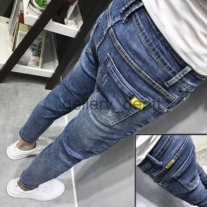 Erkek pantolonlar moda gündelik pantolonmen streçliler kot pantolon ince fit sıska uyumlu gündelik tarzı elastik trend sosyal akıllı adam skinny pantolon erkekler bahar ve s j230918