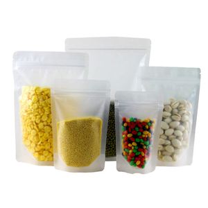 PE Plastic Frosting Mylar Packaging Bags Clear Smell Proof Stand Up Self Sealing Pouch For Foods Cookies Sugar Snack Dry Herb Coffee Bean Tea Dried Fruit Nuts Storage
