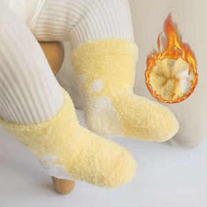 3 Paar Kindersocken aus warmem Korallenfedergarn, Babysocken im Stil von Kindersocken mit dicken Fellschlaufen, Babywolle, einfarbig, Kindersocken 230918