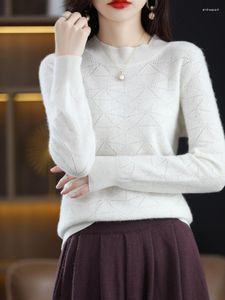 Women's Sweaters Autumn And Winter Pure Wool Sweater Solid Color Round Neck Comfortable Warm Pullover All-Matching Top