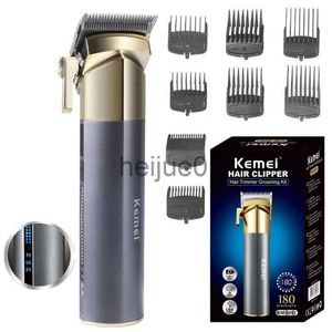 Electric Shavers Kemei Aluminium Cordless Hair Trimmer For Men Adjustable Electric Beard Hair Clipper Rechargeable Haircut Machine two speed moto x0918
