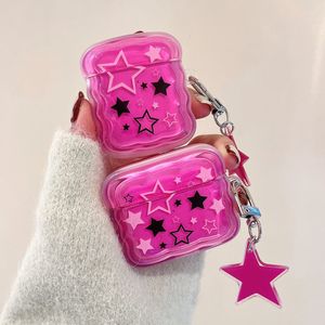 Acessórios de fone de ouvido rosa estrelas geléia doce meninas capa para airpods 1 2 3 pro coque soft case apple airpod com ornamento chaveiro 230918