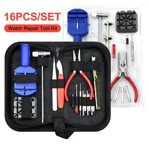 Watch Repair Kits 16pcs/set Tool Kit For Back Cover Opener Strap Battery Replacement Or Watchpart Portable Watchmaker Tools Set