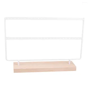 Bolsas de jóias portátil brinco display rack diy ornamento modelo de armazenamento de ferro brincos colar suporte (branco)