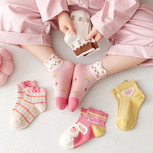 3pairs barnstrumpor 2023 Sommarbarn Bomullsstrumpor Cartoon Fashion Mesh för våren Ny 1-12 år Student Teen Baby Girl Boy Kids Sock 230918