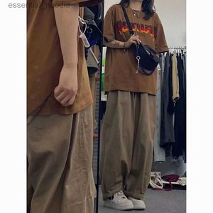 Kobiety Jumpsuits Rompers japońskie retro luźne luźne mecz proste szerokopasmowe spodnie mężczyźni kobiety wiosna Hongkong styl ins Lazy L230918