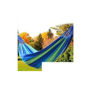 Hammocks Travel Cam Canvas Hammock Outdoor Swing Garden Indoor Slee Rainbow Stripe Double Bed 280X80Cm Drop Gift Delivery Home Furnitu Dhrd9