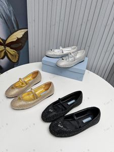 Mary Jane Ballet Seide Runde Frauen Neue Nude Marke Designer Strass Schuhe Echtes Leder Mode Luxus hochwertige PR Schuhe voller Stern Diamant