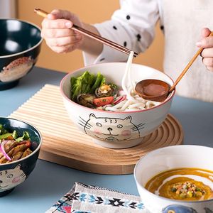 Ciotole Zuppa giapponese Ciotola di noodle Alta in ceramica Casa Personalità creativa Cartoon Ramen dipinto a mano Clessidra singola