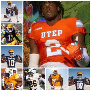 Aaron Jones Jersey Custom UTEP Miners Football Jersey Charlie West Kevin Hurley Amier Boyd-Matthews Kyle McNamara Aaron Dumas AJ Odums Utep Jerseys