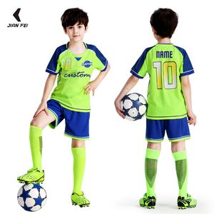 Jerseys Kids Football Jersey Personlig anpassad Boy Soccer Jersey Set Polyester Soccer Uniform Breattable Football Uniform för barn 230915