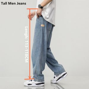 Jeans da uomo 190 cm alti uomini larghi gamba larga primavera autunno lunghi 113 cm 115 cm pantaloni maschi adolescenti denim pantaloni ultralunghi lunghi 230918