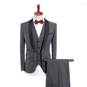 Costumes pour hommes Boutique de mode (costume gilet pantalon) Business Version coréenne coupe ajustée robe de marié de mariage trois pièces Et