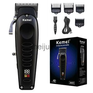 Electric Shavers Kemei Tüm Metal Profesyonel Saç Döşeme Men için Şarj Edilebilir Sakal Saç Clipper Berber Kablosuz Elektrik Saç Kesici Makinesi X0918