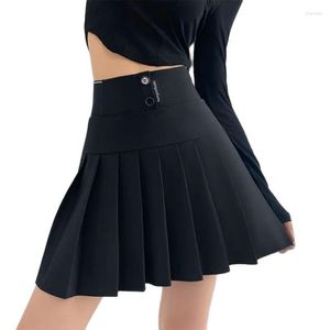 Saias femininas preto plissado saia moda elástica cintura alta fina inverno coreano estilo preppy mini elegante chique roupas femininas