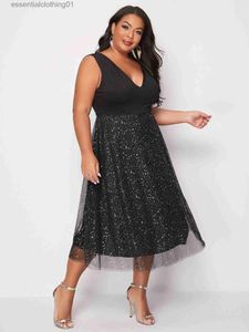 Grundlegende Freizeitkleider für Damen, Übergröße, Abendparty-Kleider, Damen, 4XL, Pailletten, lässig, Cocktail, formelles Maxikleid, 2022, Herbstkleidung, Mode, L230918