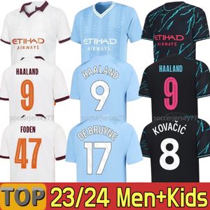 2023 2024 De Bruyne Haaland Soccer Jerseys Foden Grealish Mahrez Mans Cities Football Shirt Bernardo Phillips Rodrigo 23 24 Ytic Nam Man Kids