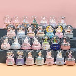 Decorative Objects Figurines Crystal Snow Globes Ball Glass Crafts Home Office Desktop Decoration Christmas Birthday Wedding Music Box Decoration Gift 230918