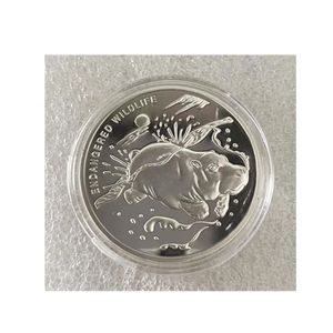 5pcs/set SIlver Plated Endangered Hippo African Congo Franc Animal Souvenirs Coin Medal Collectible Coins Gift.cx