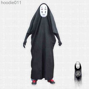 Acessórios de fantasia Sem rosto homem cosplay traje anime filme Spirited Away Halloween Cosplay Robe Luva BlackPurple Máscara Adulto Crianças Dropshipping J220720 L230918