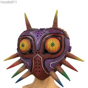 Acessórios de fantasia Máscaras de festa Majora's Mask Legend of Zelda Scary Realistic Face Halloween Cosplay Costume Prop para adultos adolescentes 230713 L230918