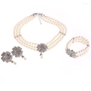 Party Supplies 1920s Women Flapper Dress Cosplay Accessoarer Set Gatsby Charleston Pearl Necklace Earings Armband 3 st för bröllop