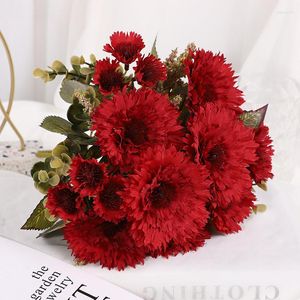 Dekoratif Çiçekler 1 Bunch Ev Düğün Dekoru Çiçek Düzenlemesi Yapay Gerbera Afrika Daisy sahte ayçiçeği buket ipek